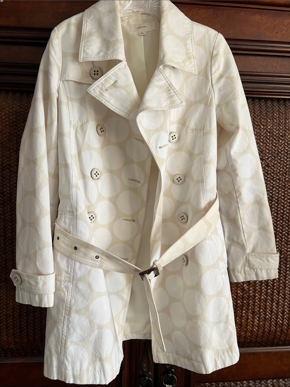 Akris Punto Cream Polka Dot Double-Breasted Trench
